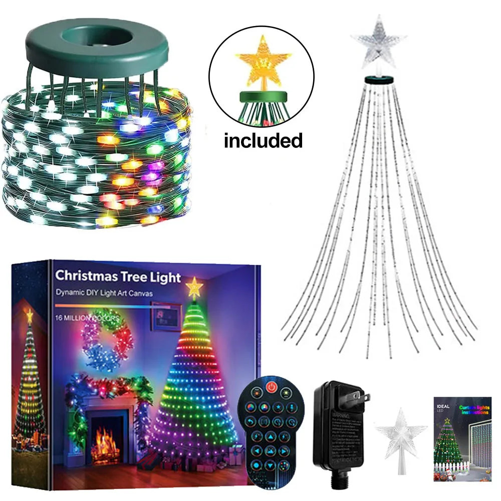 Christmas Tree Lights, RGBIC 400LED Smart Fairy String Lights with Top-Star Decor, Addressable Xmas Lights for Indoor Outdoor