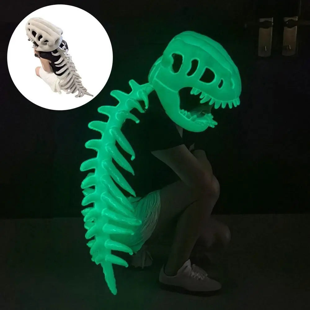 Luminous Dinosaur Skeleton Mask Headgear 3D 75/116CM Plush Dinosaur Costume Glow in The Dark Sound Funny Cosplay Headwear