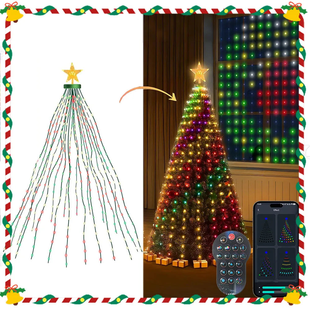 Christmas Tree Lights, RGBIC 400LED Smart Fairy String Lights with Top-Star Decor, Addressable Xmas Lights for Indoor Outdoor