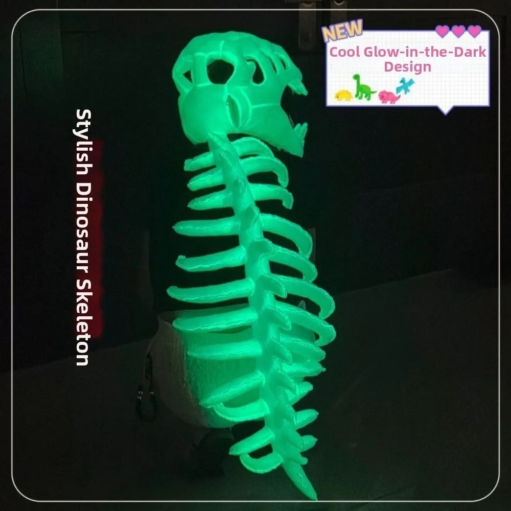 Luminous Dinosaur Skeleton Mask Headgear 3D 75/116CM Plush Dinosaur Costume Glow in The Dark Sound Funny Cosplay Headwear