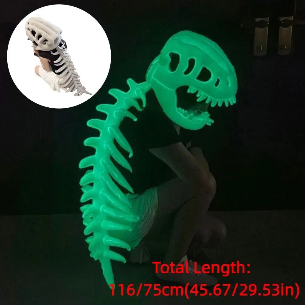 Luminous Dinosaur Skeleton Mask Headgear 3D 75/116CM Plush Dinosaur Costume Glow in The Dark Sound Funny Cosplay Headwear