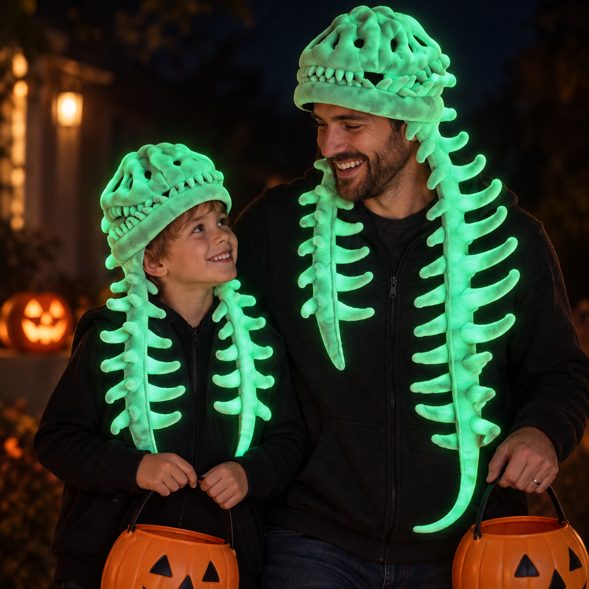 Luminous Dinosaur Skeleton Mask Headgear 3D 75/116CM Plush Dinosaur Costume Glow in The Dark Sound Funny Cosplay Headwear