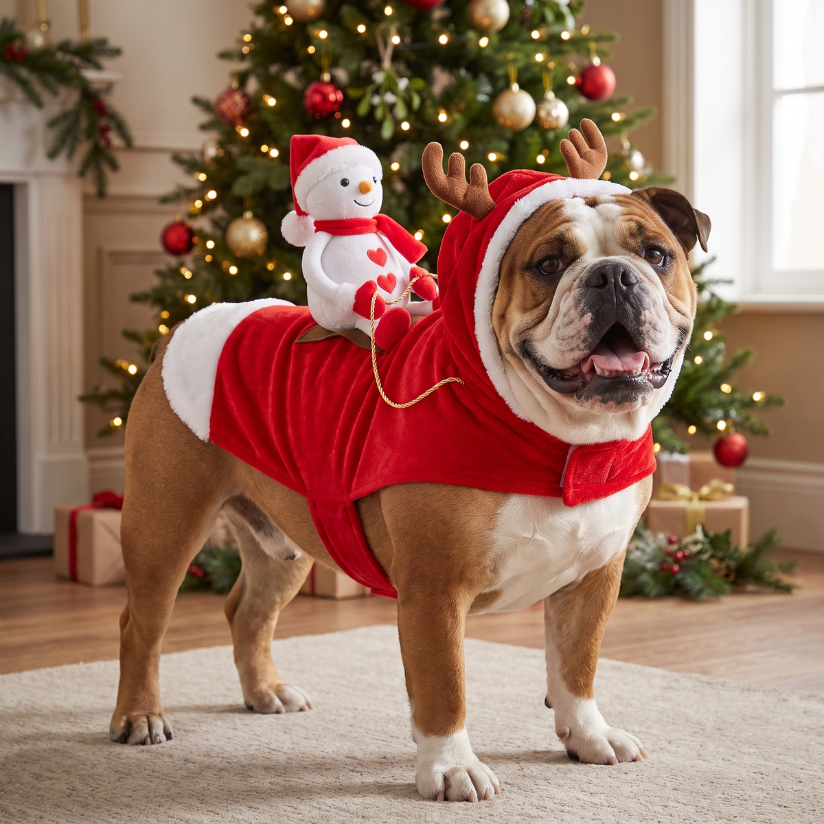 Santa Rider Dog Costume – Funny Christmas Pet Outfit