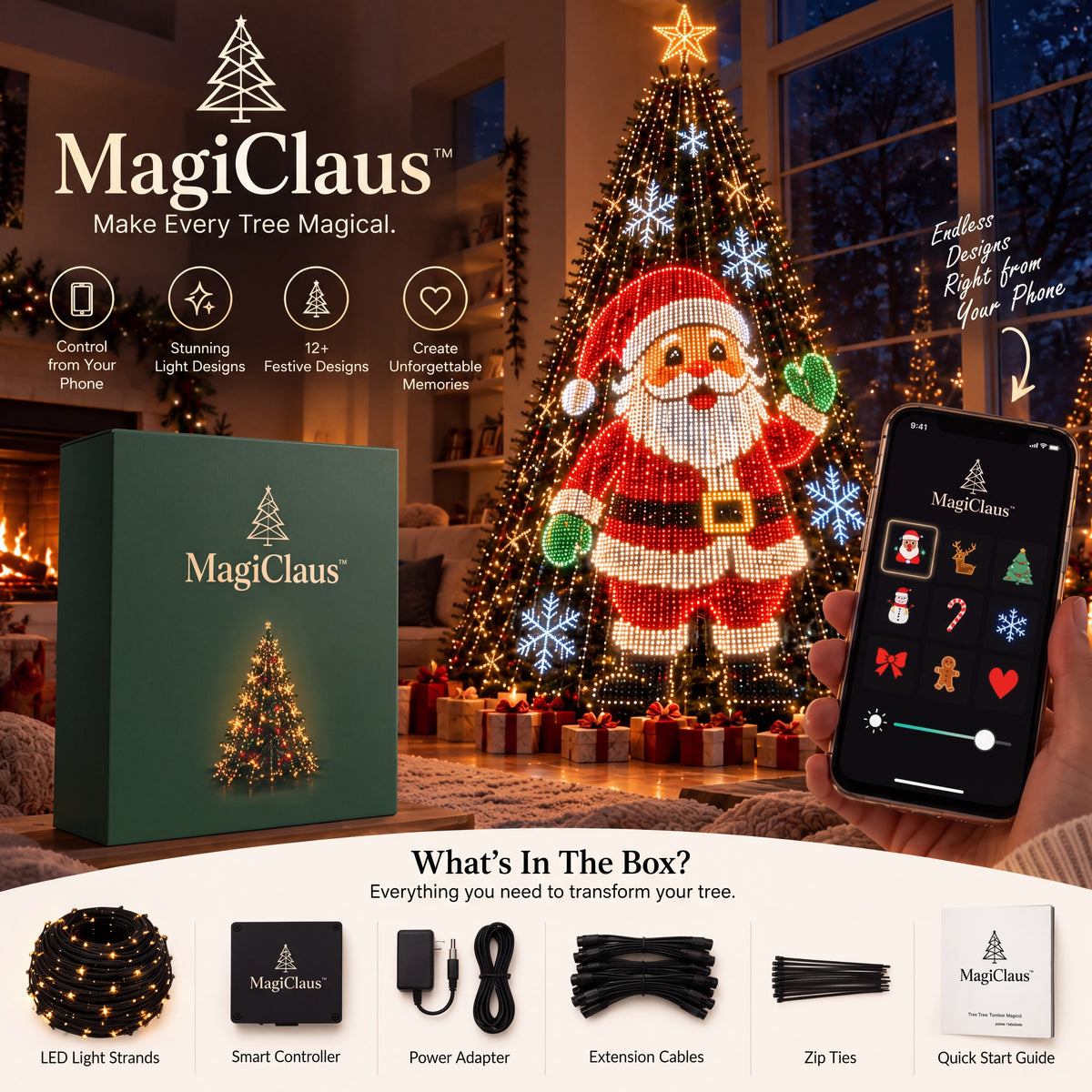 Christmas Tree Lights, RGBIC 400LED Smart Fairy String Lights with Top-Star Decor, Addressable Xmas Lights for Indoor Outdoor